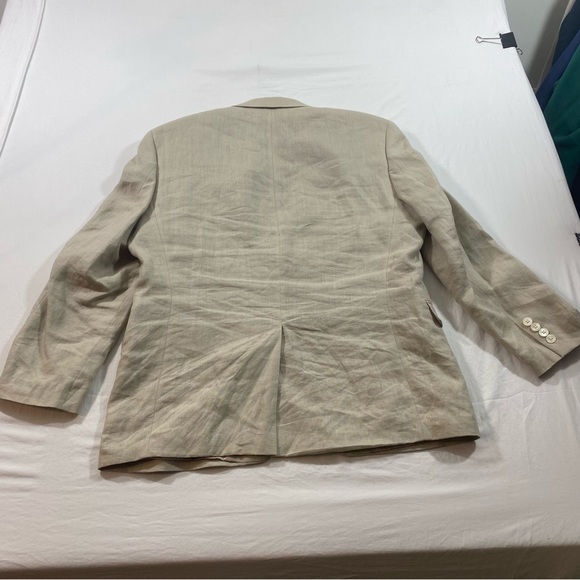 Rugby Lauren Ralph Lauren Blazer Sports coat Men 40S 2 button 100% Linen Oatmeal - Picture 2 of 13